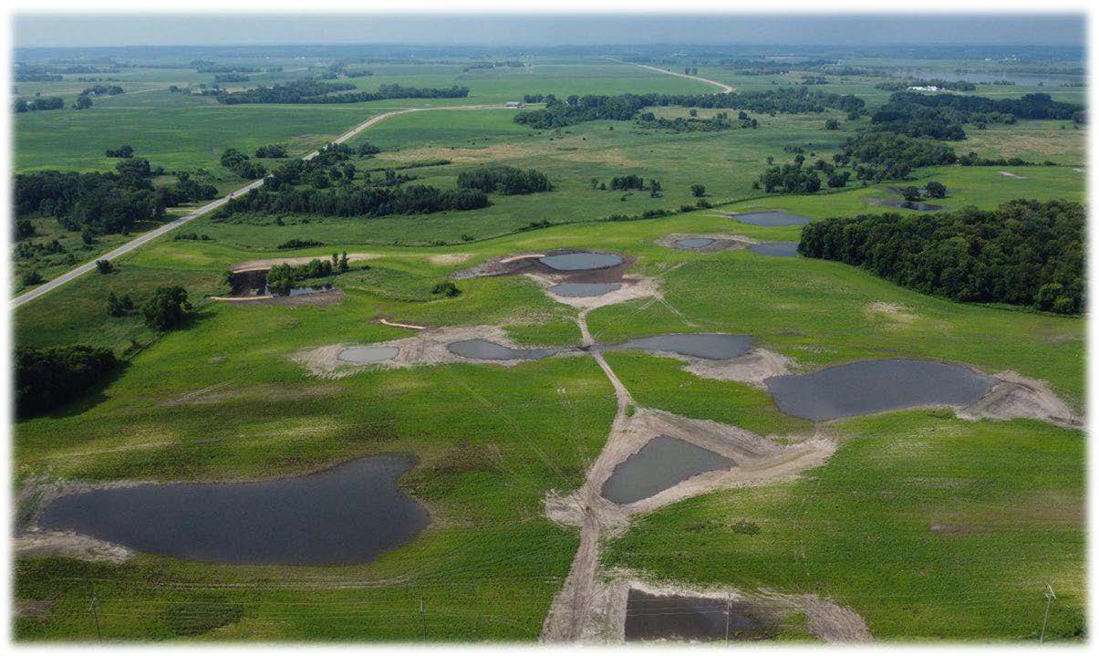 Aerial view of restored shallow lake habitat.