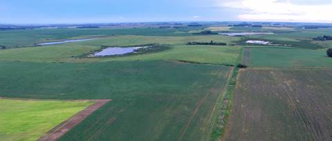 Aerial view of shallow lakes and wetlands at Caron WMA.