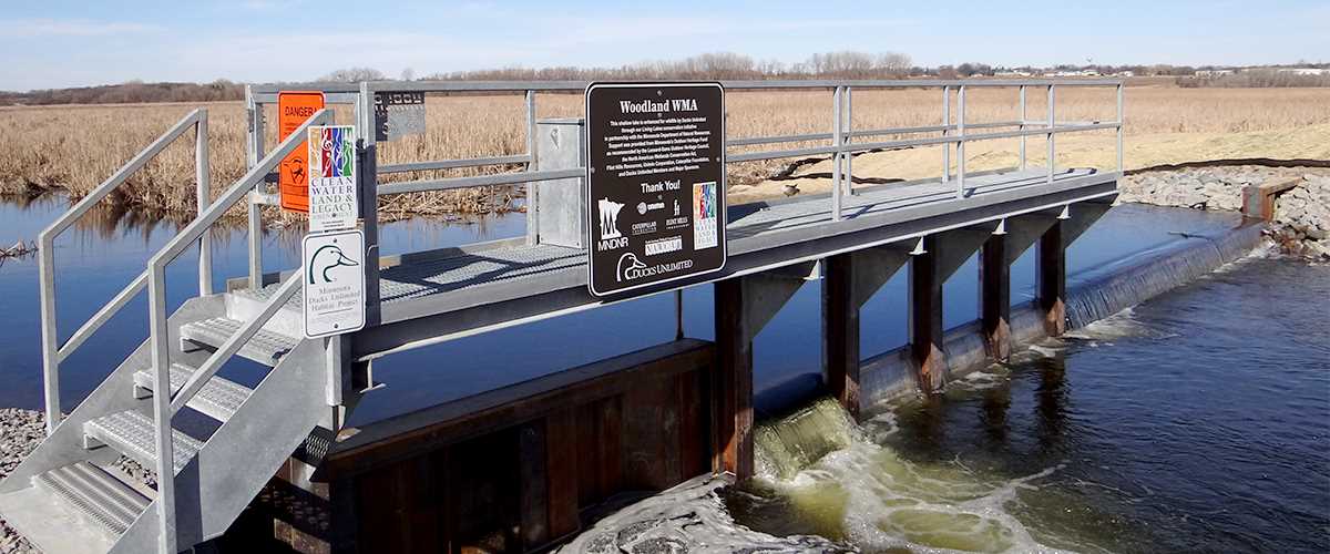 Water control structure built at Woodland WMA in Wright County.