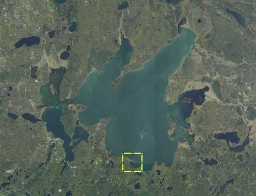 Aerial map showing location of Miller's Bay Aquatic Management Area addition on Leech Lake.