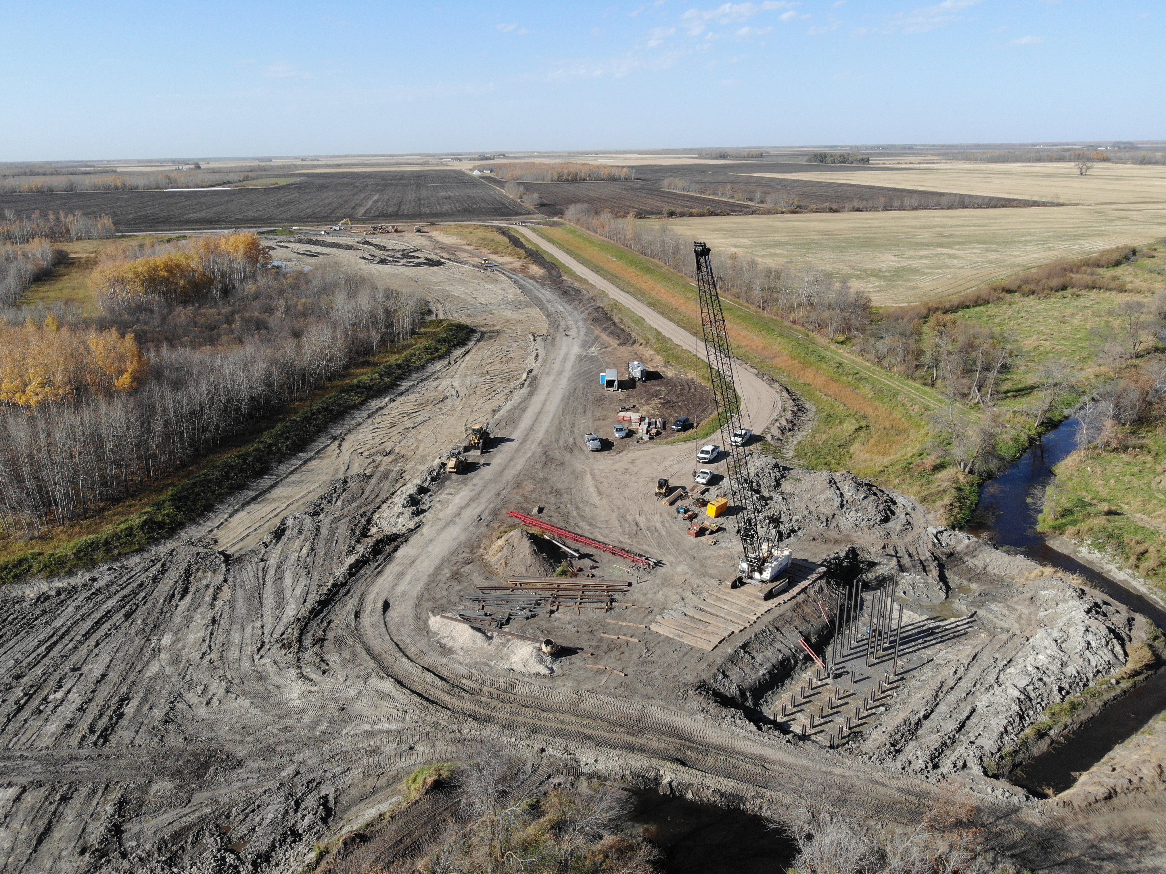 Construction in progress at the Roseau Lake restoration site.