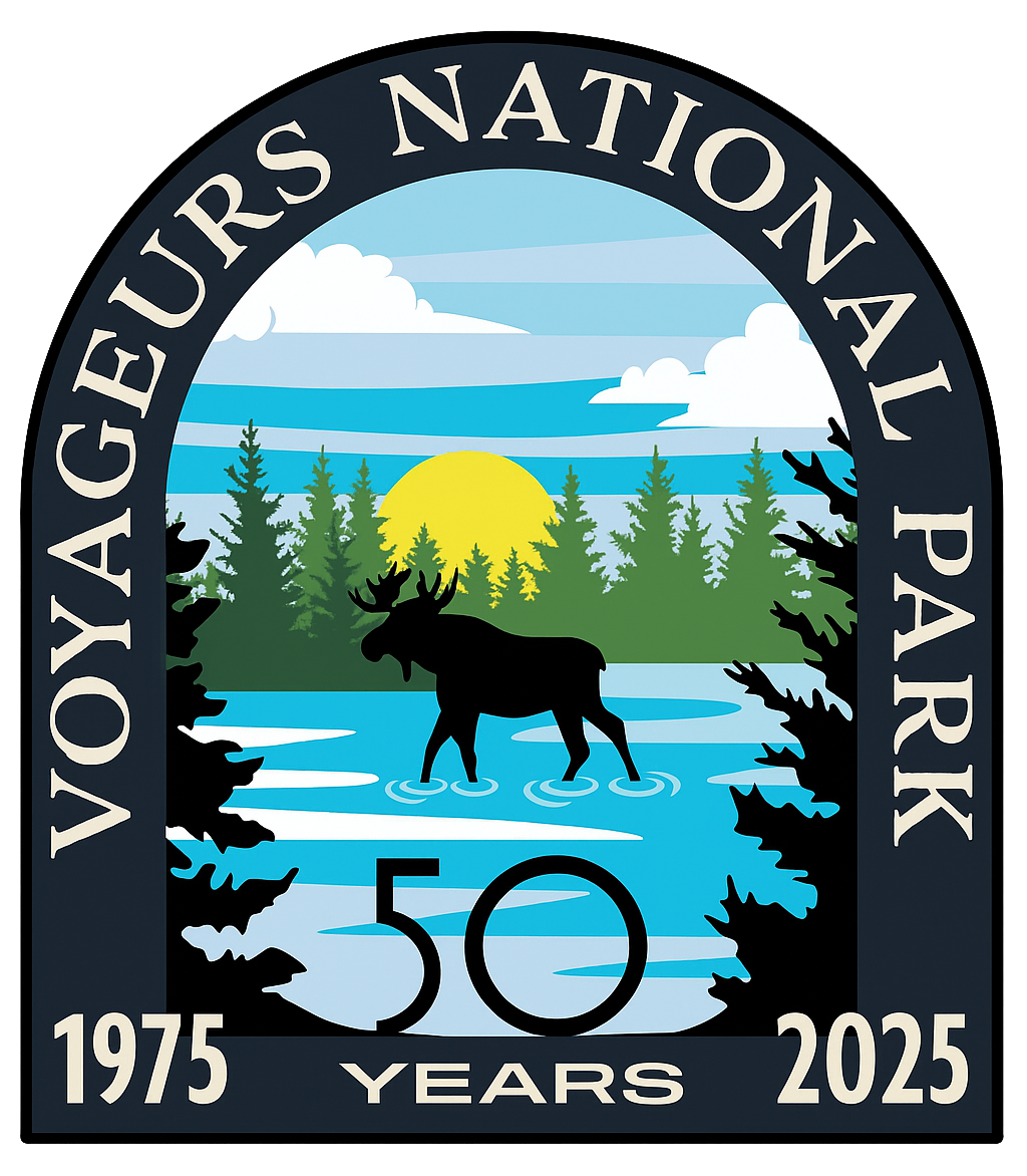 Voyageurs National Park 50 years logo.
